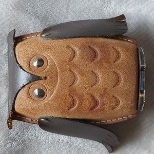 Vintage Kounoike leather owl bank Japan
